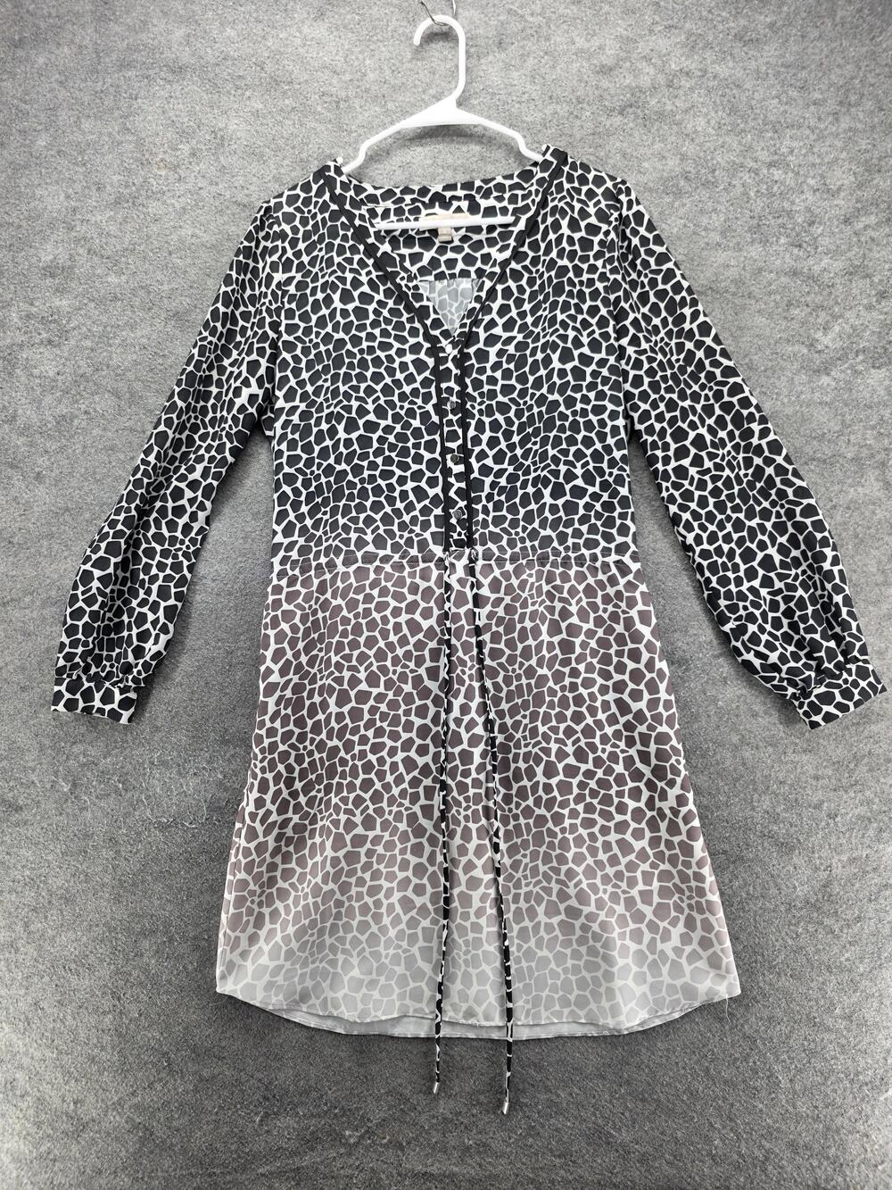 Banana Republic Dress Womens 6 Black Animal Print V-Neck Chiffon Lined